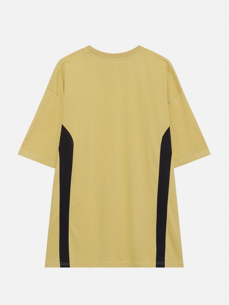 T Shirts Aelfric Eden Colorblock Letter Print Tee Jaune | PAP-11803390